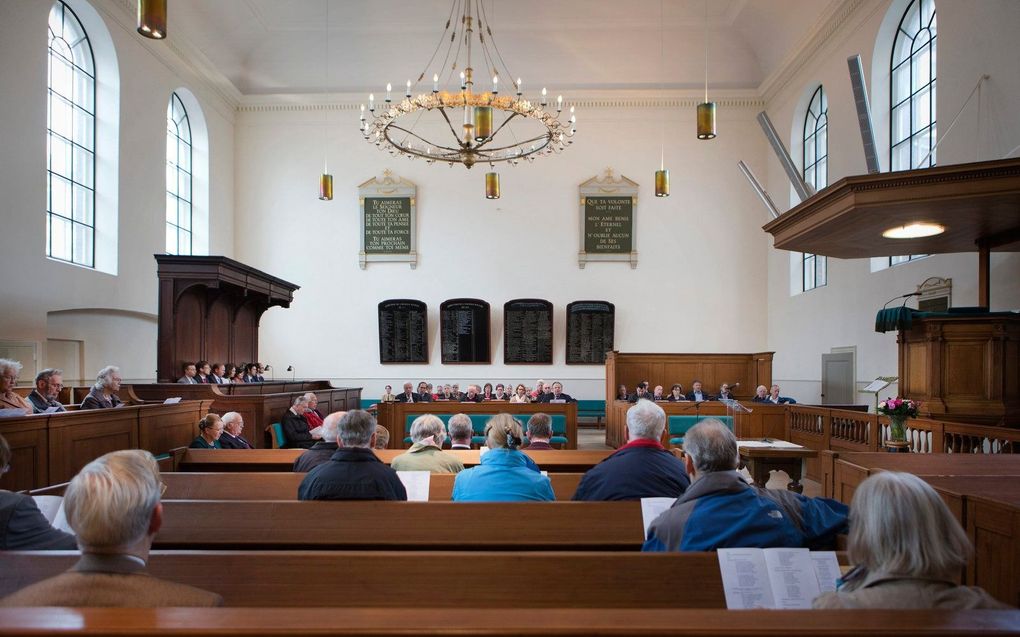 Residentiepauzedienst in de Waalse Kerk in Den Haag in 2015. beeld RD, Henk Visscher