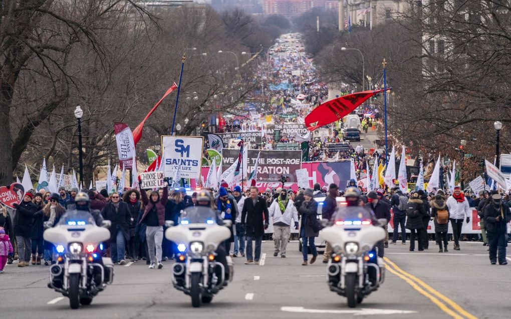 Tienduizenden Amerikanen liepen in januari van dit jaar de Mars voor het leven in Washington D.C. beeld EPA, Shawn Thew