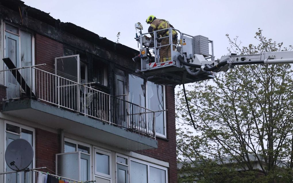 Flatbrand in Dordrecht. beeld ANP, Arie Kievit