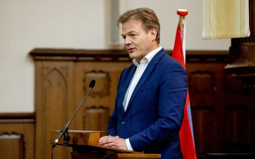 Kamerlid Pieter Omtzigt tijdens een herdenking in de Duitse Kerk van de Armeense genocide. beeld ANP, Robin Utrecht