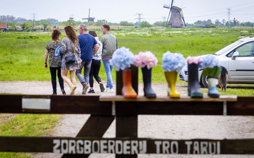 Bezoekers aan de zorgboerderij Tro Tardi in Alblasserdam. beeld ANP, JEFFREY GROENEWEG