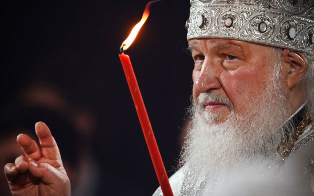 De Russisch-orthodoxe patriarch Kirill staat achter president Vladimir Poetin in de oorlog tegen Oekraïne. Aartspriester Theodor van der Voort begrijpt niet waarom. beeld AFP, Alexander Nemenov