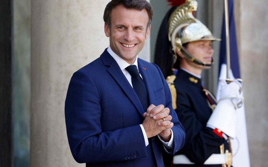 De Franse president Emmanuel Macron deze week bij het Élysée-paleis in Parijs. beeld AFP, Ludovic Marin