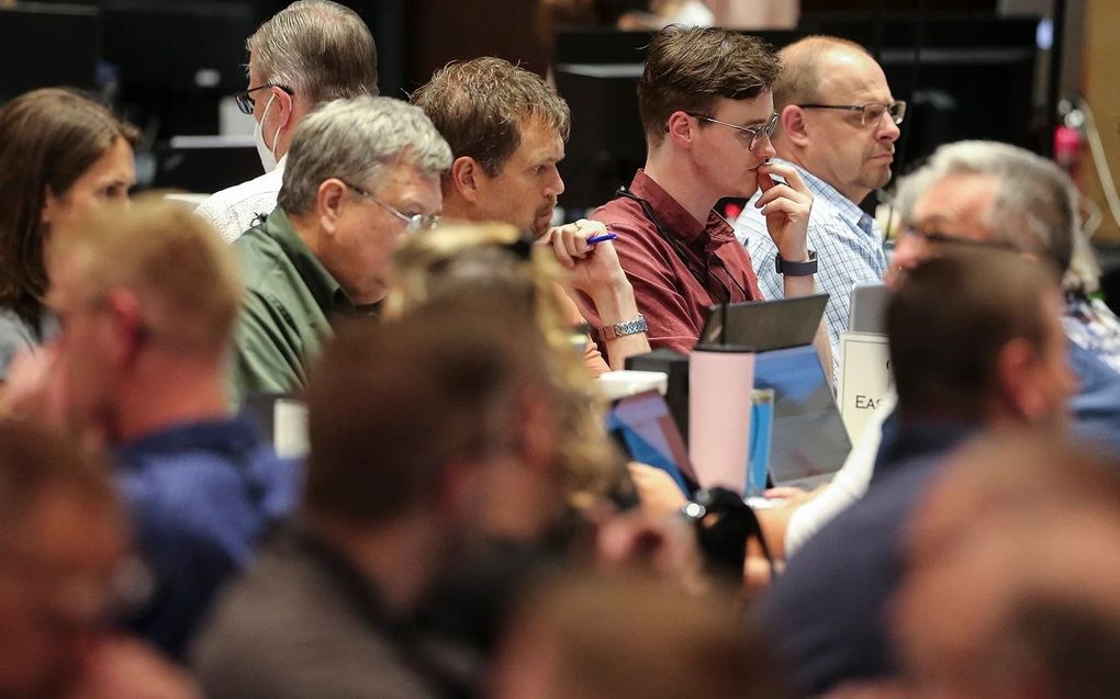 Synode van de Christian Reformed Church in North America, dinsdag in Grand Rapids. beeld CRC, Steven Herppich