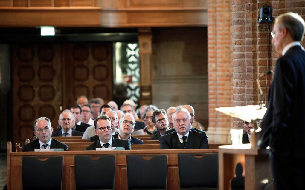 In de Rhenense Cunerakerk vond dinsdagavond een symposium plaats van Stichting Gereformeerd Erfgoed. beeld Vidiphoto