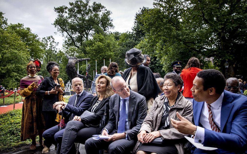 Klaas Knot bij de nationale herdenking van de afschaffing van de slavernij in Amsterdam. beeld ANP, Koen van Weel