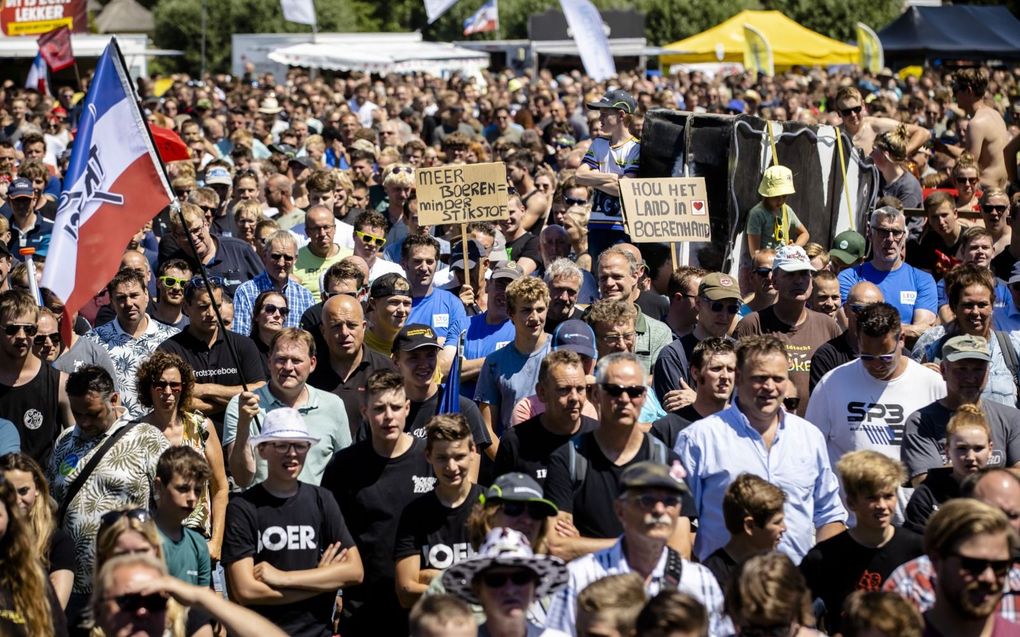 Deelnemers aan het boerenprotest dat vorige week in Stroe plaatsvond. beeld ANP, Sem van der Wal