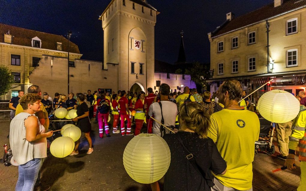 In Valkenburg werd woensdagavond de watersnood van een jaar geleden herdacht. beeld ANP, Marcel van Hoorn