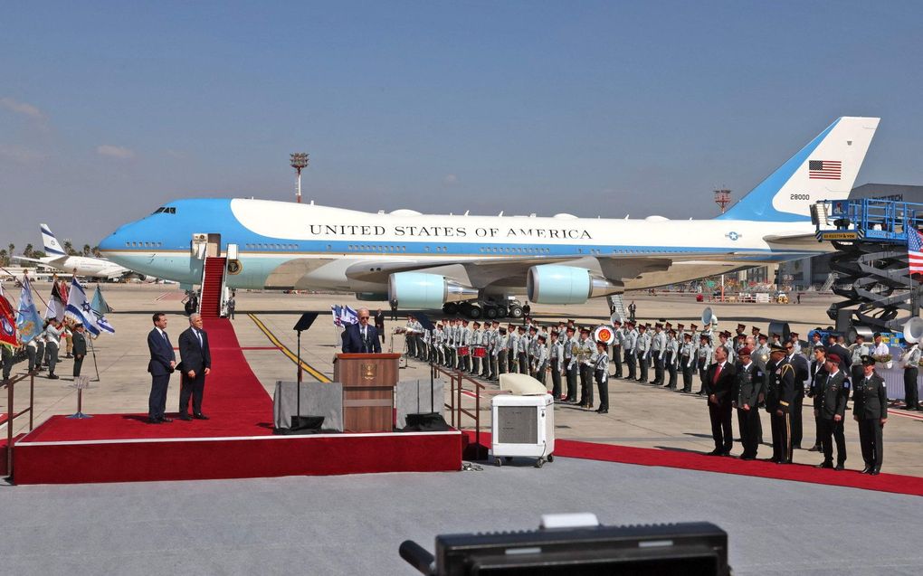 De Amerikaanse president Joe Biden arriveert woensdag in Israël. beeld AFP, Jack Guez