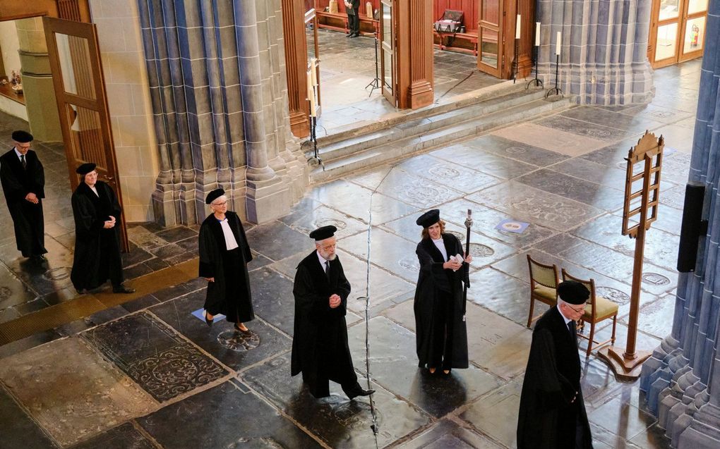 De Protestantse Theologische Universiteit gaat onderzoek doen naar de houding van de kerk ten opzichte van de slavernij. Foto: opening van het academisch jaar van de Protestantse Theologische Universiteit. beeld Sjaak Verboom