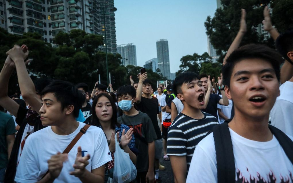 „Na de roerige protestjaren 2019 en 2020 zorgt vooral de beruchte wet op de nationale veiligheid van medio 2020 dat ”mond houden” dankzij draconische straffen nu het publieke parool is.” Foto: protest in Hongkong in september 2019. beeld AFP, Vivek Prakash