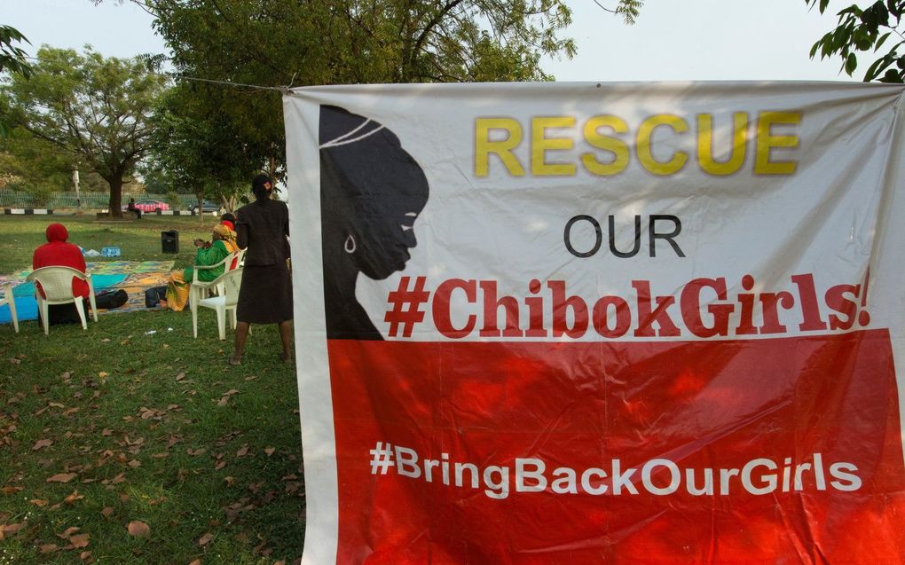Abuja of Aboedja, de hoofdstad van Nigeria in westelijk Afrika, 2014. Vrouwen demonstreren voor de vrijlating van de Chibokmeisjes door Boko Haram. beeld RD, Henk Visscher