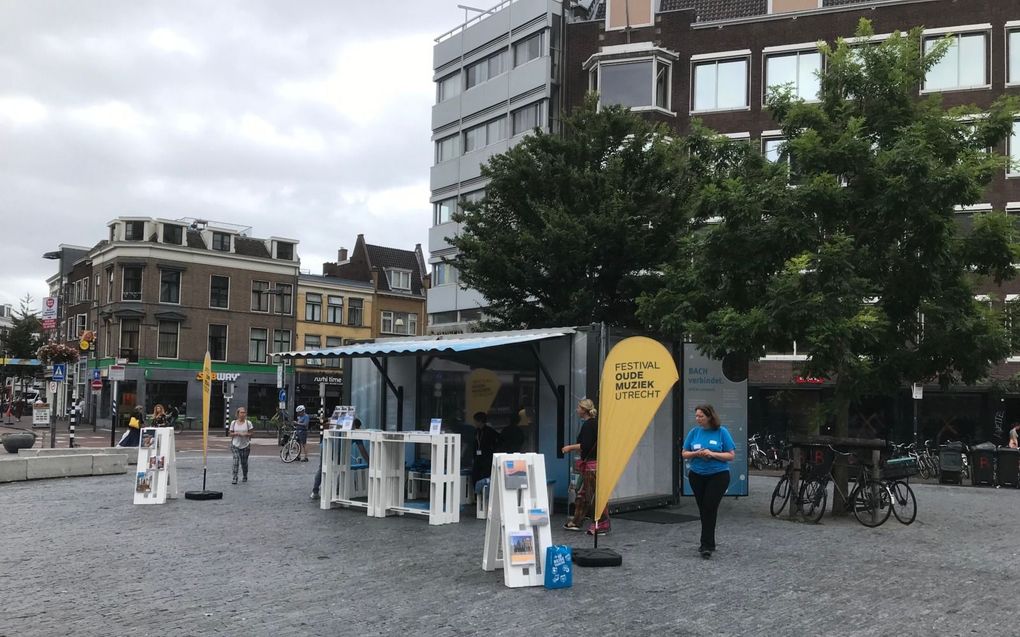 De Bachcontainer op de Neude in Utrecht. beeld RD