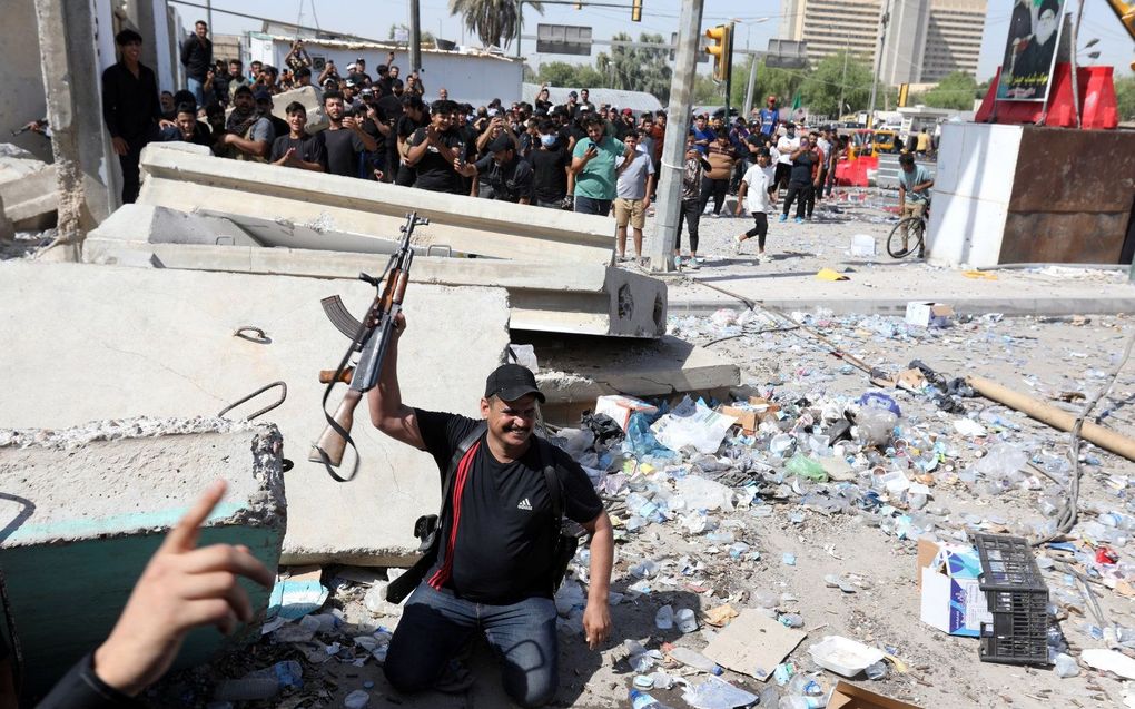 Chaos en geweld heersten de afgelopen dagen in de Iraakse hoofdstad Bagdad. beeld EPA, Ahmed Jalil