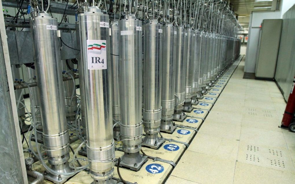 Centrifugemachines in de uraniumverrijkingsfaciliteit van Natanz in Iran, november 2019. beeld EPA