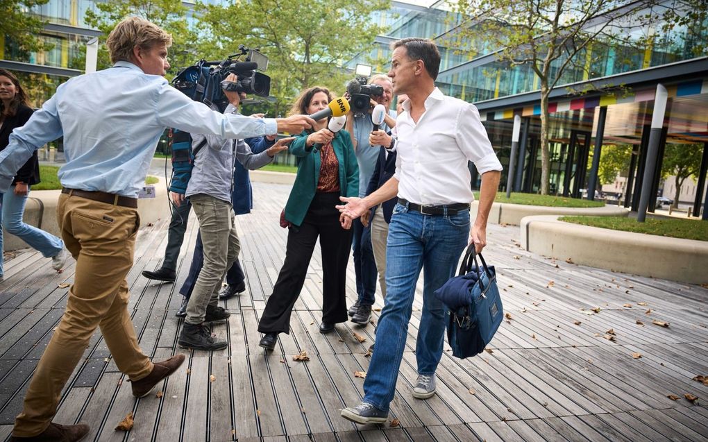 Premier Rutte komt aan voor het coalitieoverleg over de begroting. beeld ANP, Phil Nijhuis