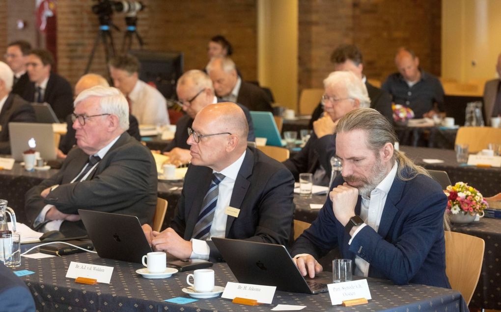 Blik op een deel van de generale synode van de CGK, in april bijeen in Nunspeet. beeld RD, Anton Dommerholt