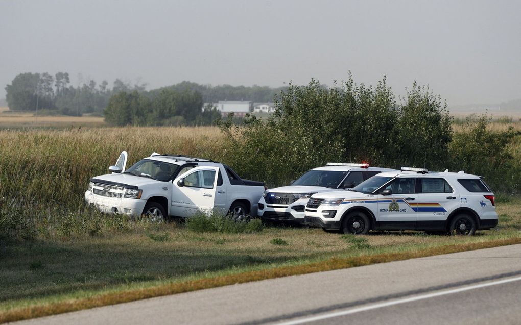 De auto van Sanderson is klemgereden door de politie. Beeld AFP, LARS HAGBERG