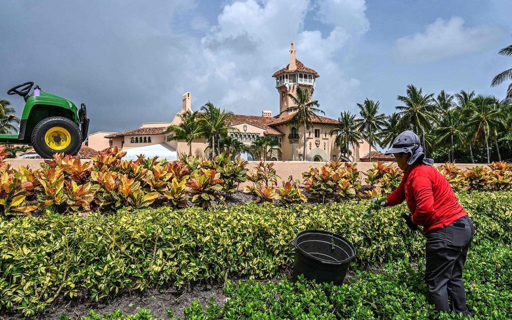 Buitenverblijf van Donald Trump in Florida, waar geheime documenten in beslag werden genomen. beeld AFP, Giorgio Viera