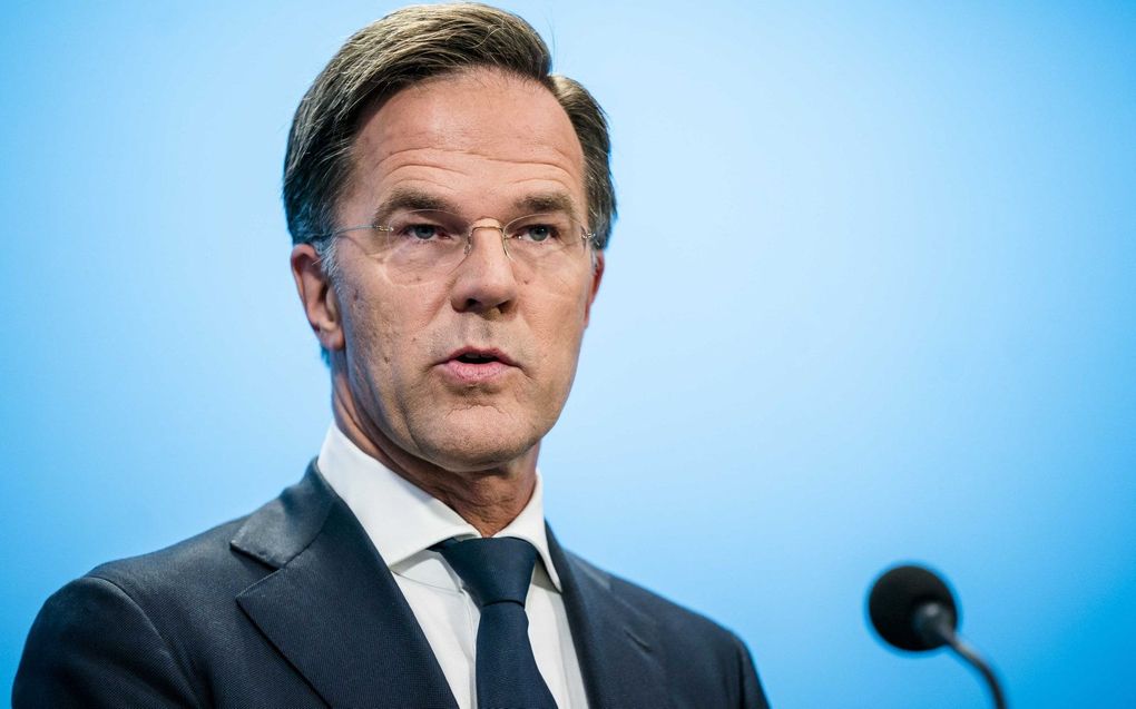 Premier Rutte staat de pers te woord op de wekelijkse persconferentie. beeld ANP, Bart Maat