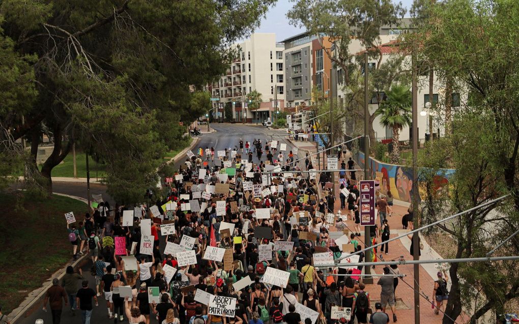 Protest in juli tegen de nieuwe abortuswet in Arizona. beeld AFP, SANDY HUFFAKER