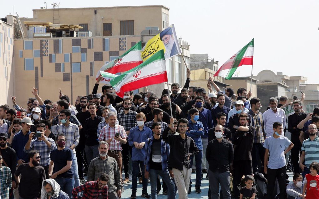 Protest in Teheran. beeld EPA, ABEDIN TAHERKENAREH