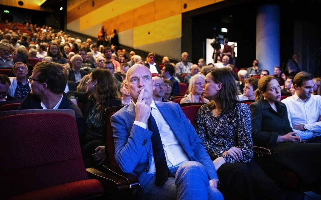 Segers tijdens het CU-congres zaterdag. beeld ANP, RAMON VAN FLYMEN