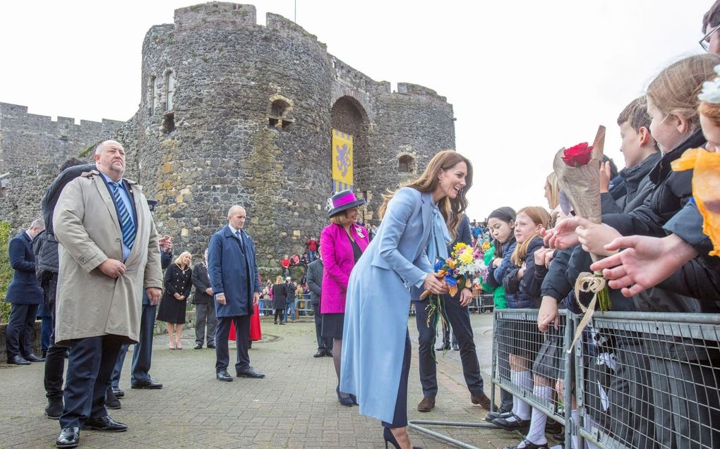 Catherine, prinses van Wales, tijdens een bezoek aan de Noord-Ierse plaats Carrickfergus, donderdag. beeld AFP, Paul Faith