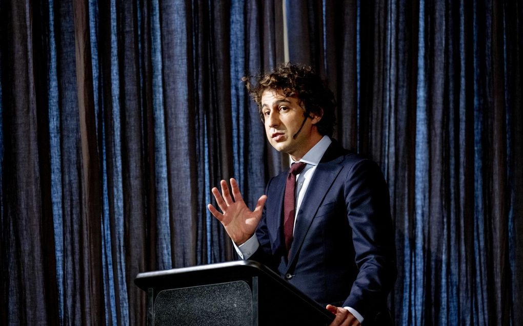 Jesse Klaver tijdens de Kerkdijklezing onder de titel: Een nieuw begin: de belofte van linkse samenwerking.  beeld ANP ROBIN UTRECHT