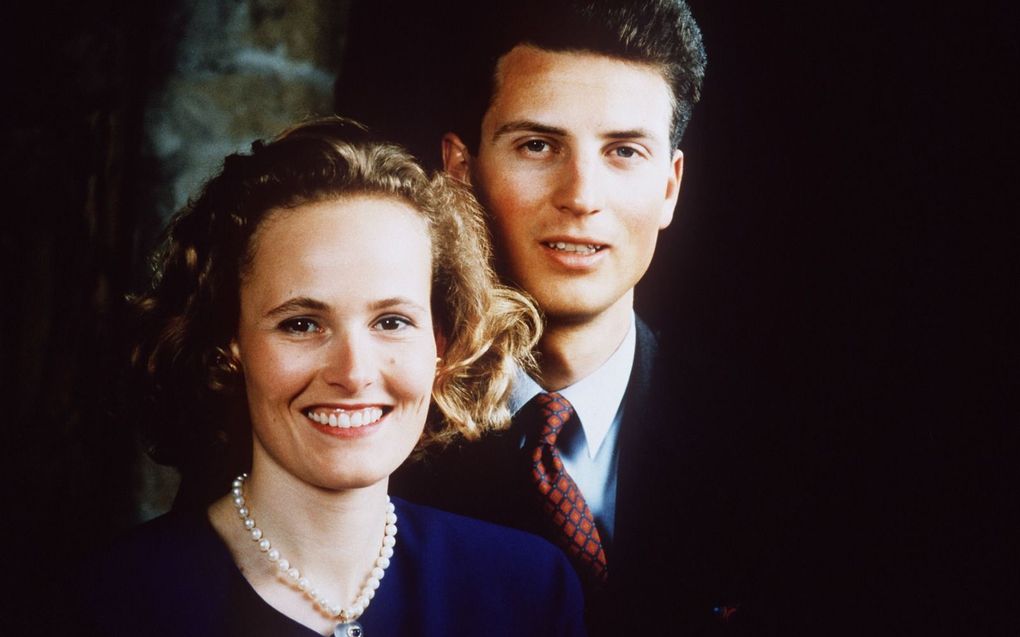 De verlovingsfoto van hertogin Sophie en prins Alois in 1993. beeld AFP