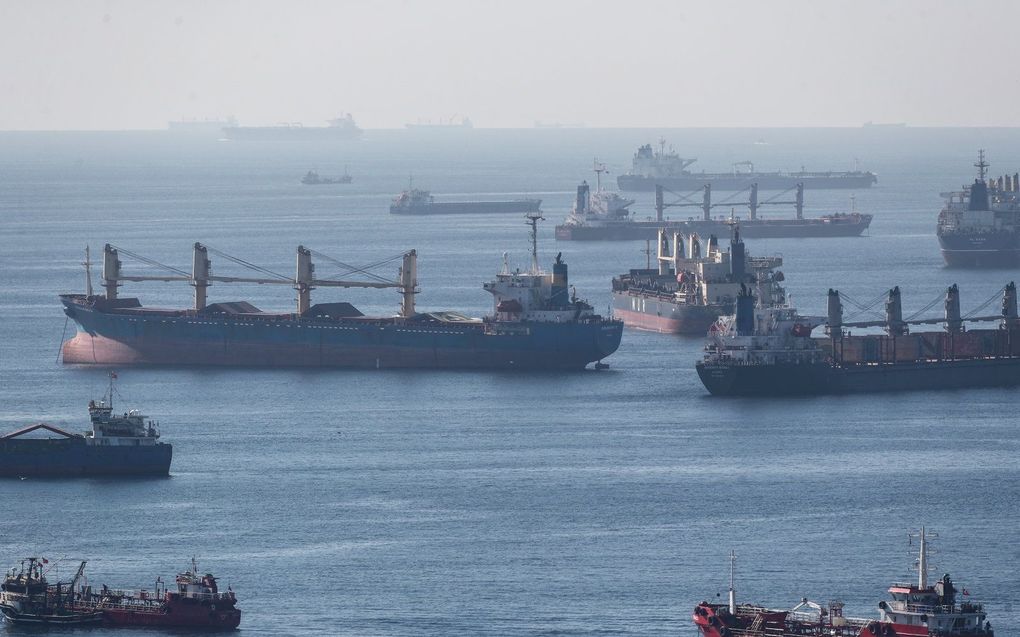 Vrachtschepen met graan uit Oekraïne in de Zee van Marmara bij het Turkse Istanbul. beeld EPA, ERDEM SAHIN