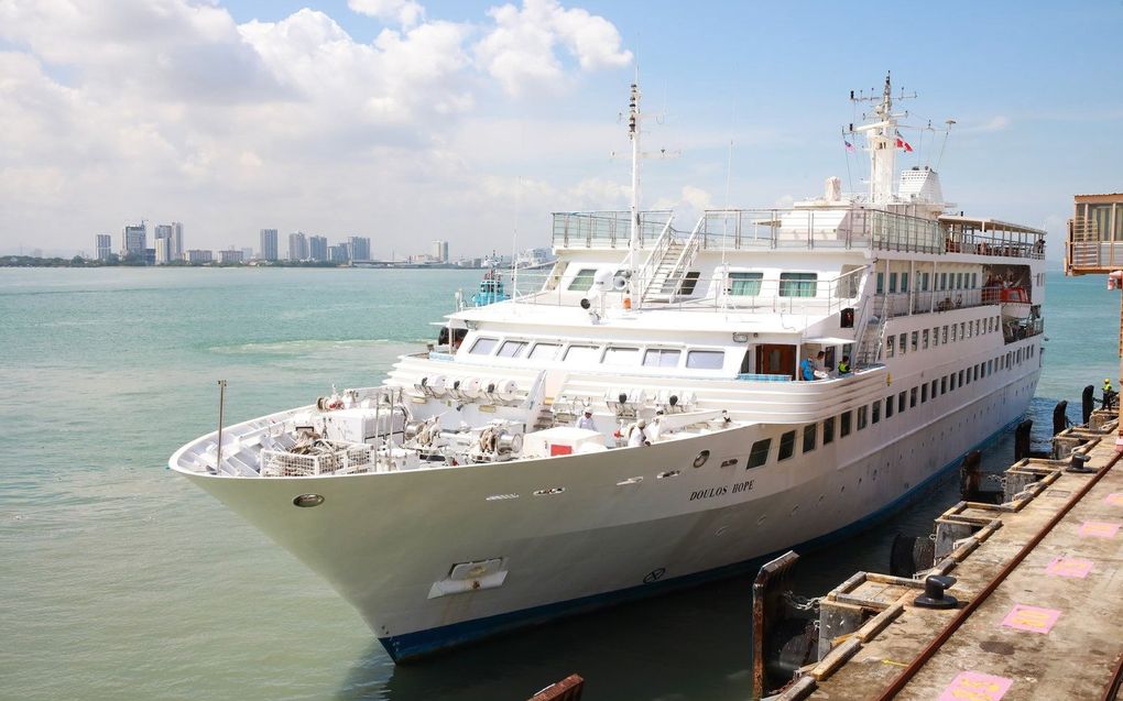 Het nieuwe schip van Operatie Mobilisatie, de ”Doulos Hope”. beeld OM