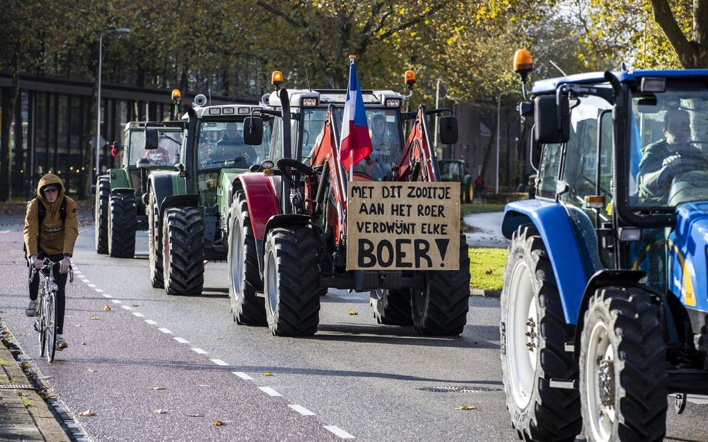 Twee weken geleden demonstreerden boeren met tractoren bij het Provinciehuis in Zwolle. beeld ANP, Vincent Jannink