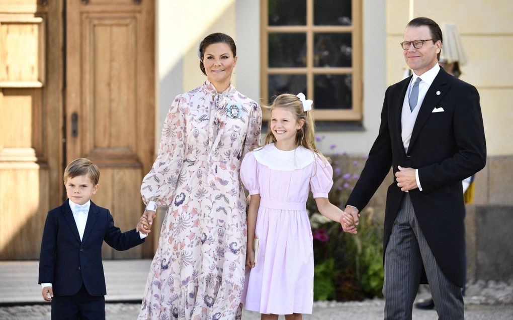 Kroonprinses Victoria, prins Daniel en hun twee kinderen Estelle en Oscar. beeld AFP,