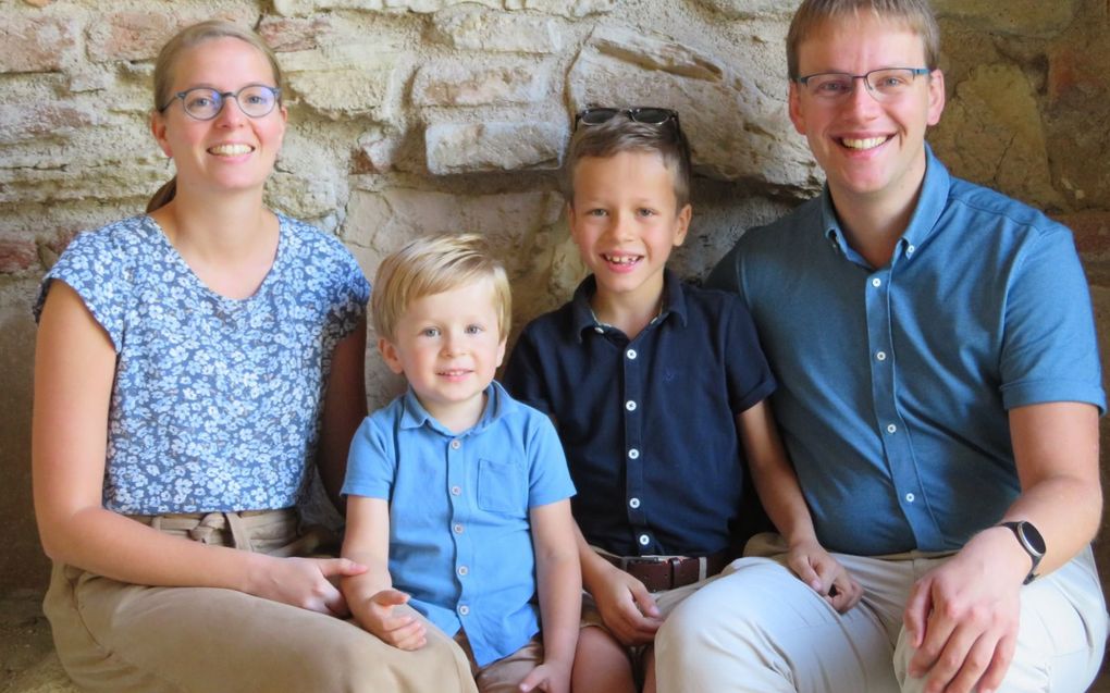 Het gezin Van Ojen. V.l.n.r. Arianne, Matthias, Benjamin en Pieter. beeld familie Van Ojen