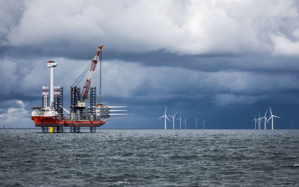 Het windpark Hollandse Kust Zuid van Vattenfall, BASF en Allianz voor de kust tussen Den Haag en Zandvoort. Het park moet in 2023 volledig operationeel zijn. beeld ANP