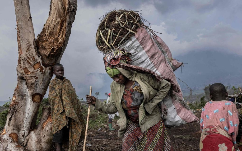 Vluchtelingen in nationaal park Virunga. beeld AFP, G. Ndebo