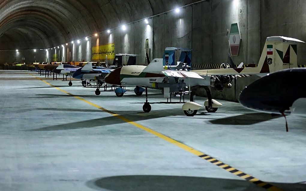 Een ondergrondse drone basis, op een onbekende locatie in Iran. beeld AFP, Iranian Army office