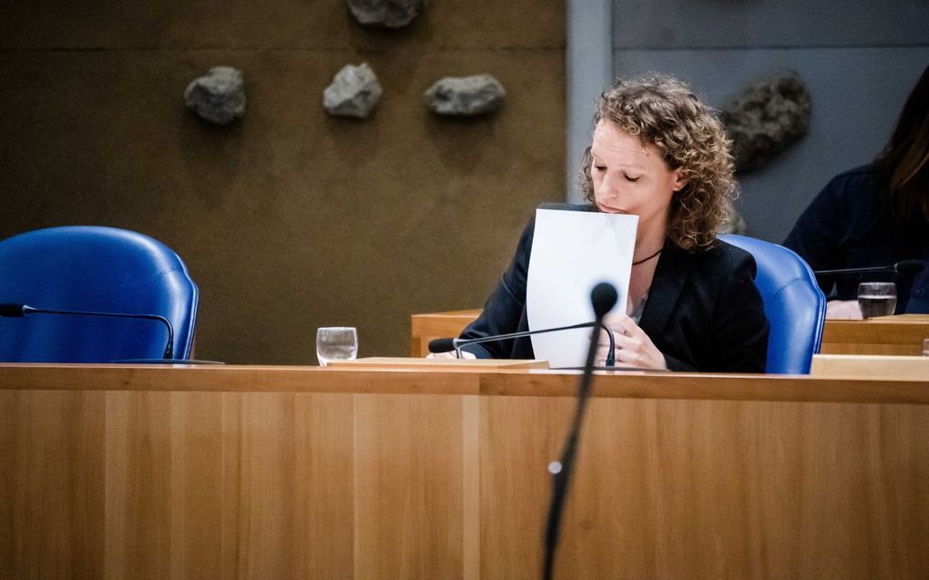 SP-Kamerlid Leijten tijdens het debat over het referendum. beeld ANP, Bart Maat