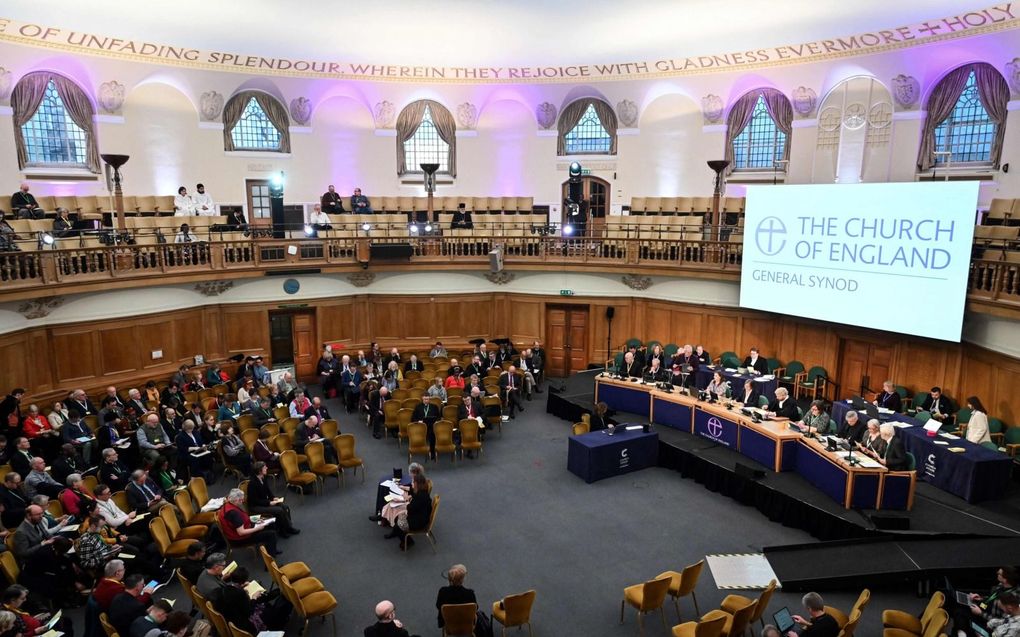 Synode van de Kerk in Engeland, woensdag in het anglicaanse Church House in Londen. beeld AFP, Justin Tallis