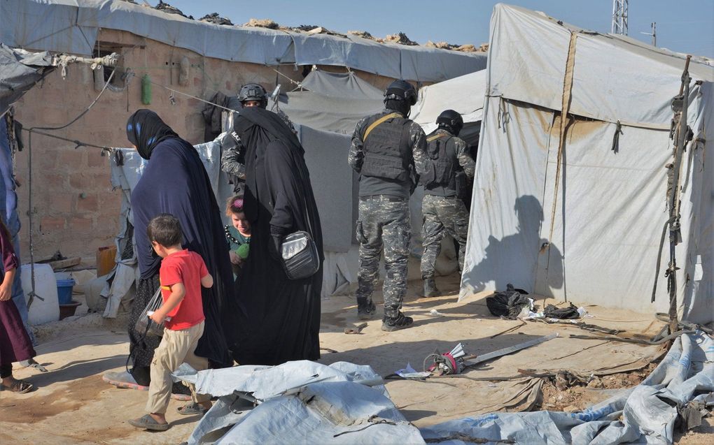 Vluchtelingenkamp al-Hol in het gouvernement al-Hasakah, in het noordoosten van Syrië. beeld EPA, AHMED MARDNLI