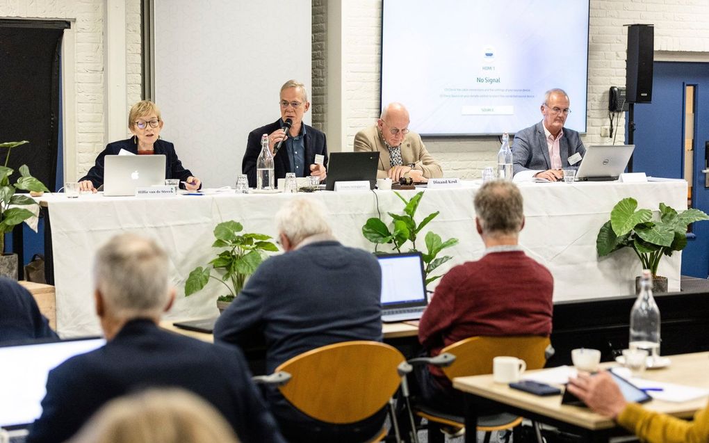 Beeld van de synode van GKV en NGK, in Elspeet, waar de  hereniging van beide kerken wordt afgerond.  beeld André Dorst