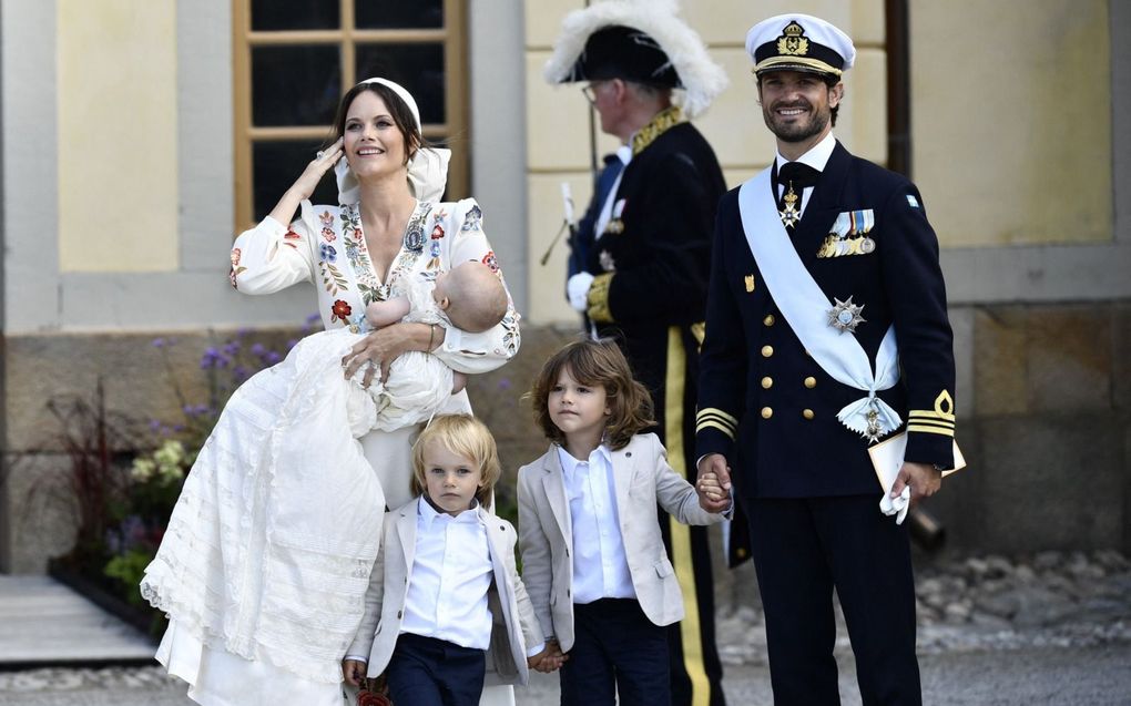 In 2021 met vrouw en drie zoons. beeld AFP, Erik Simander