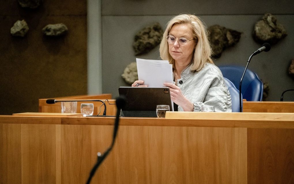 Minister Kaag wil niet in het openbaar debatteren over een Nederlands vertrek uit de euro. beeld ANP, Bart Maat