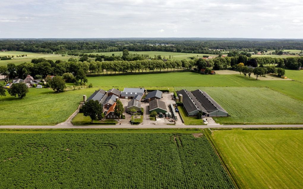 Dronefoto van een boerderij en weilanden in de Gelderse Vallei. beeld ANP, SEM VAN DER WAL