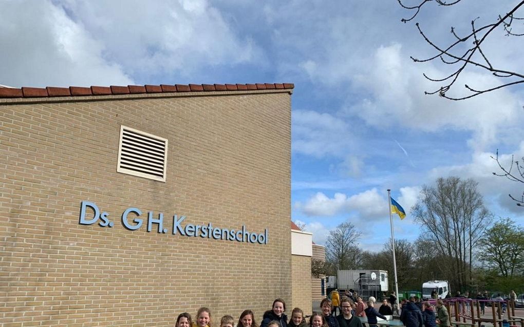 Actie op de Ds. G.H. Kerstenschool in Ridderkerk. beeld Esther Huijser