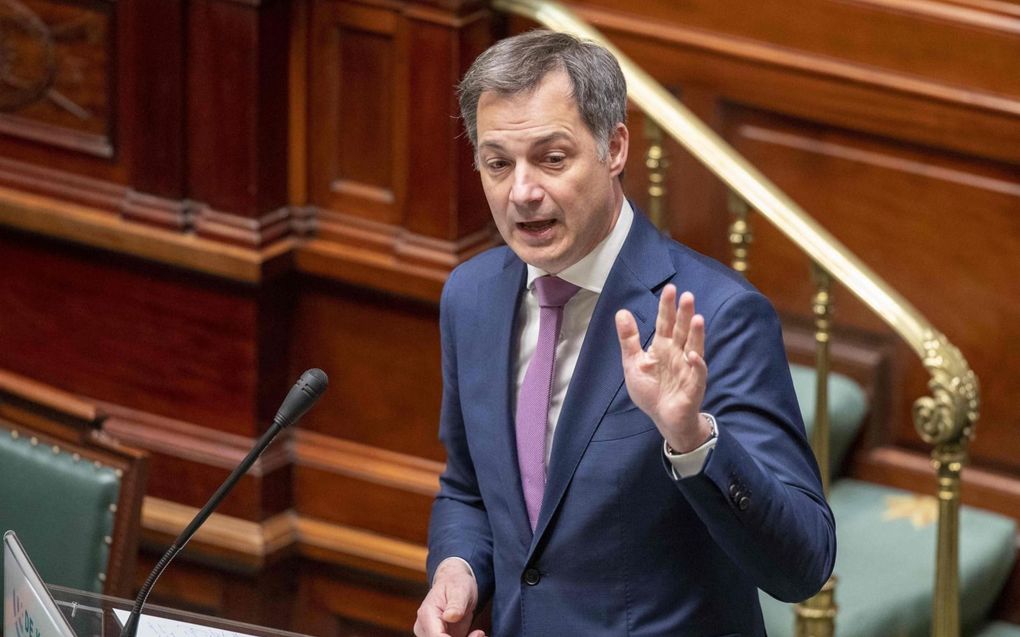 De Belgische premier Alexander De Croo, dinsdag in het federale Belgische parlement in Brussel. beeld AFP, Nicolas Maeterlinck