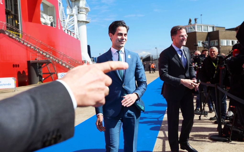 Rutte en Jetten in Oostende. beeld EPA, Olivier Hoslet