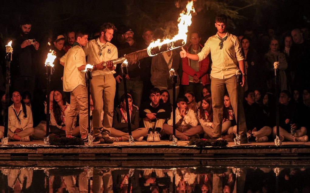 Herdenking aan de vooravond van de viering van de Israëlische onafhankelijkheid. beeld AFP, Menahem Kahana