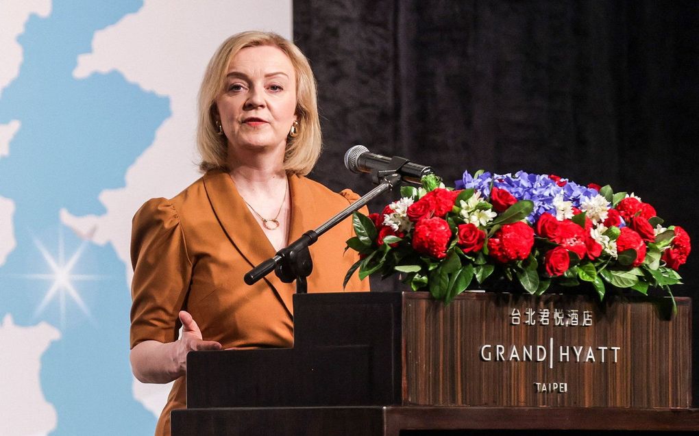 De Britse oud-premier Liz Truss in Taipei. beeld AFP, I-Hwa Cheng